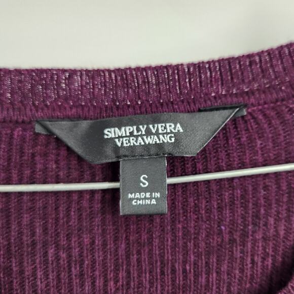 Simply Vera Vera Wang Purple Ribbed Layered Long Sleeve Sweater Womens Small S - Picture 3 of 4